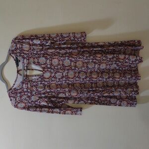 Three Pink Heart Paisley Long Sleeve Dress